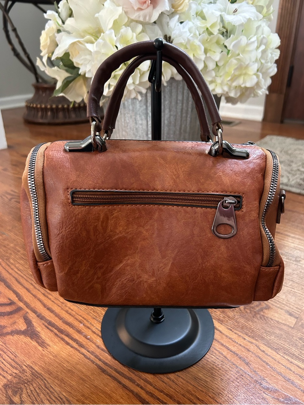 Disney Mickey Mouse Mini Satchel Crossbody Bag Brown Faux Leather - Picture 2 of 15